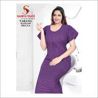 प्रिंटेड पर्पल कॉटन नाइटी