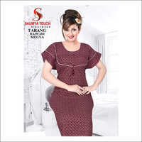 प्रिंटेड मैरून कॉटन नाइटी