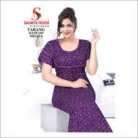 प्रिंटेड वायलेट कॉटन नाइटी