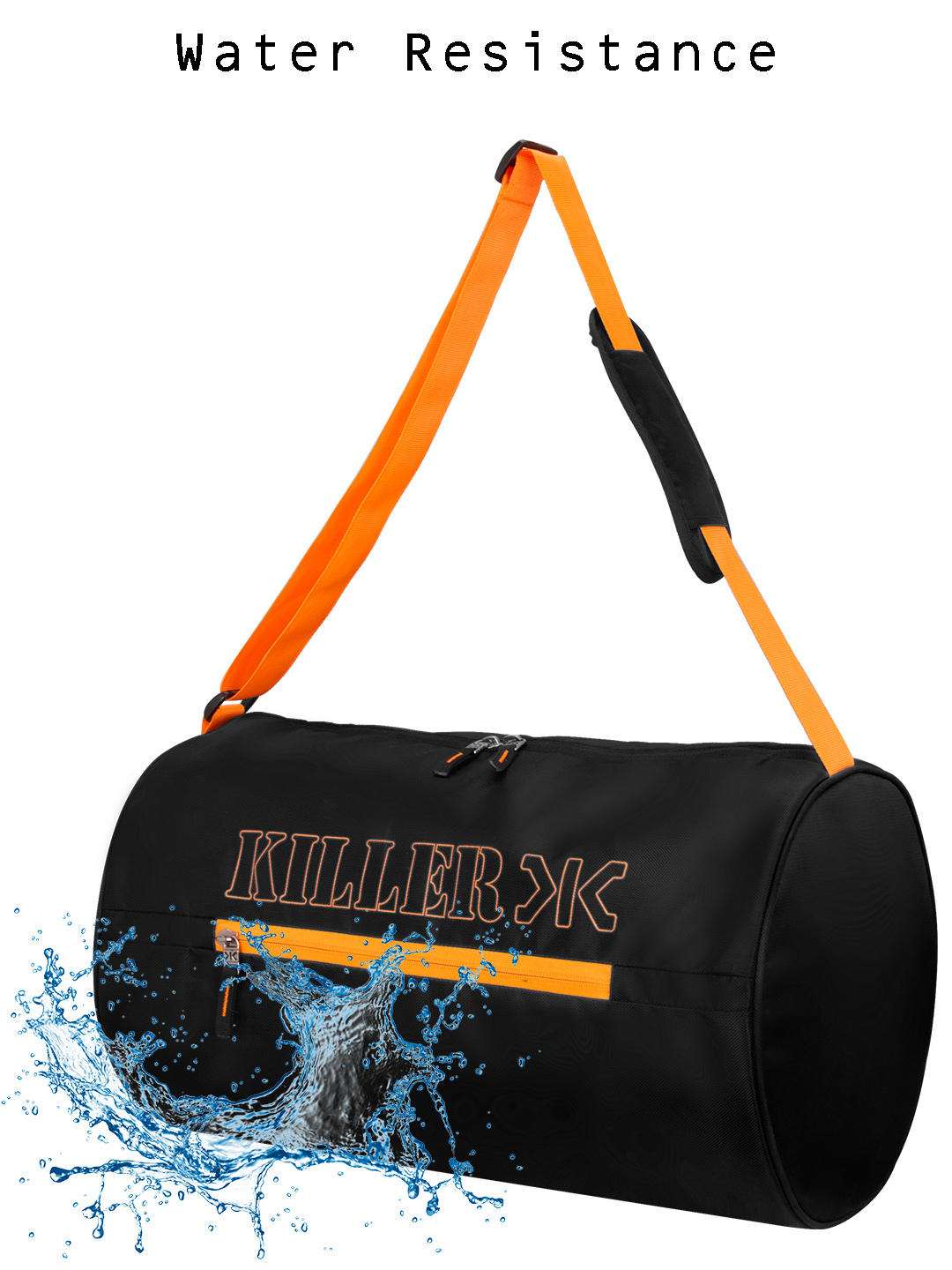 35 Litre Water Resistance Polyester Black Gym Bag Design: Plain