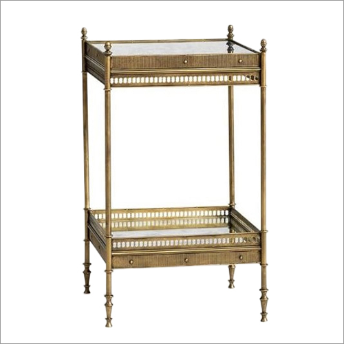 Brown Double Shelf Side Table
