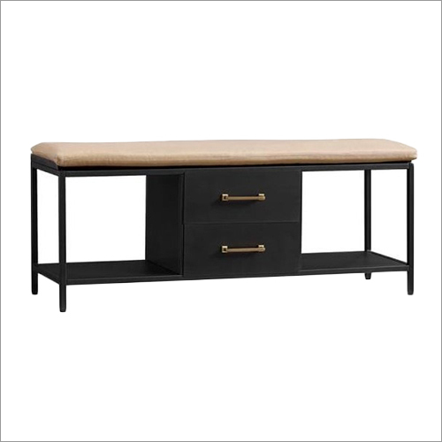 Black Wooden Iron Side Table