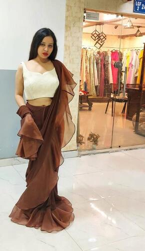 Desginer Brown Drape Saree