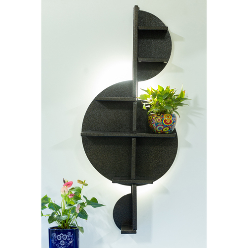 डार्क ग्रे म्यूजिक नोट बैकलिट मेटल वॉल शेल्फ