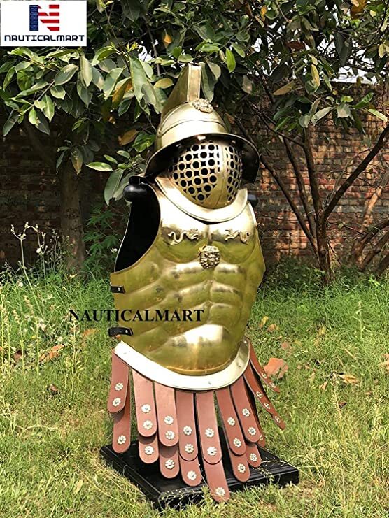 Brass Greek Muscle Armor W/gladiator Helmet Wearable Armor Halloween Costume
