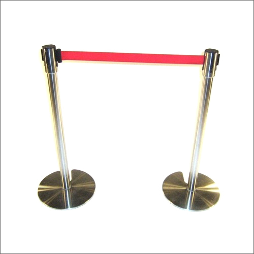 Stainless Steel Queue Manager - Rust-Proof Metal Design | Safety Usage with Warranty and Crowd Control Striping