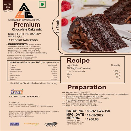 Premium Chocolate Cake Mix - Eggless, Powder Form | Rich Cocoa Blend, Tender And Moist Texture, Customizable With Tasty Add-ins