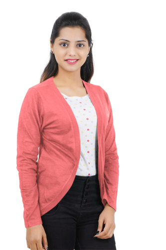 Pink Color Women Shrug Size: Small