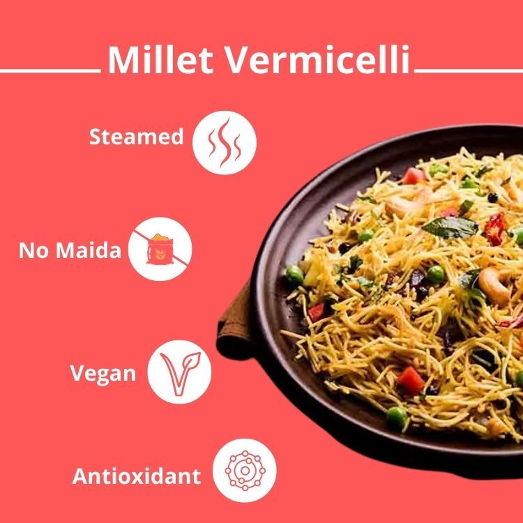 Millet Vermicelli - Hand Made, Dried , Nutrient-dense, Low-carb, Vegan-friendly, Keto-approved, Calcium Rich, High Fibre, Promotes Healthy Digestion, Antioxidant Rich