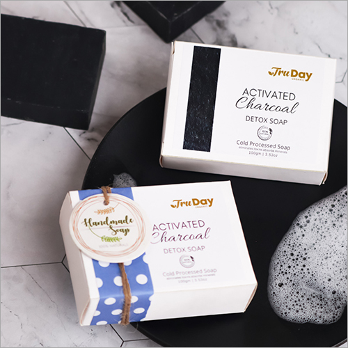 Activated Charcoal Soap - Herbal Medicated Bar, Black Color With Fresh Perfume, High Quality For Deep Pore Cleansing