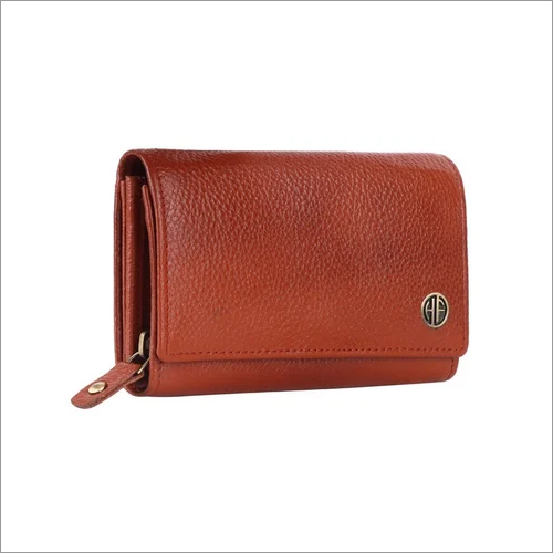Lw5001-tan Ladies Leather Wallet - Leather, Folded Design, Tan Color | Zipper Closure For Secure Storage