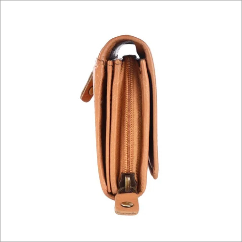 Ladies Leather Wallet - Zipper Closure, Folded Design | Peach Color, Chic And Functional Accessory