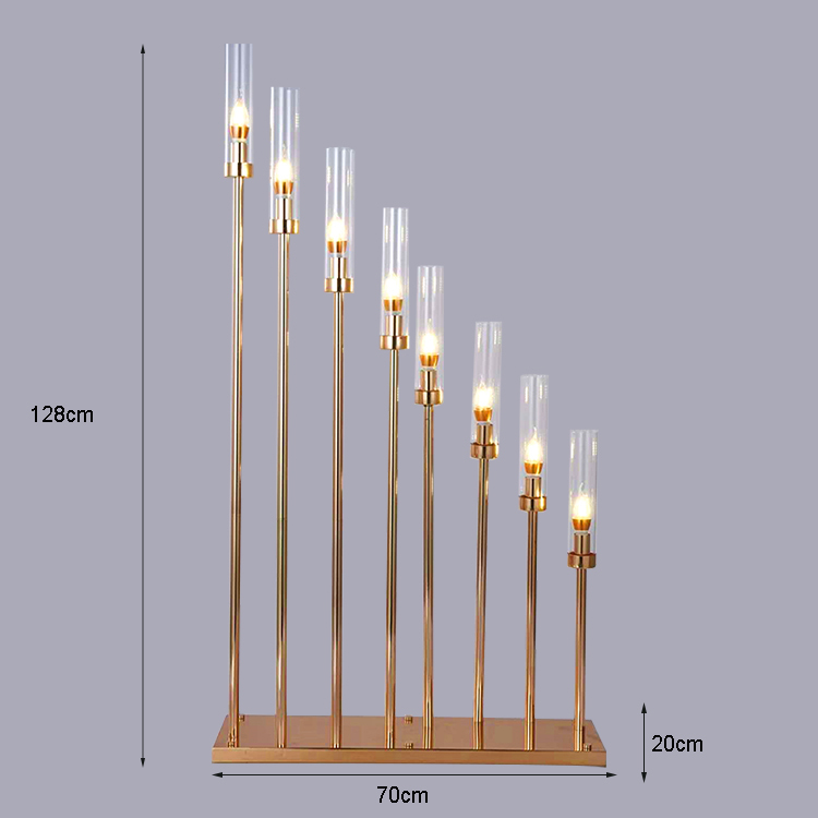 8 Heads Metal Glass Candle Holder For Wedding And Event Decoration