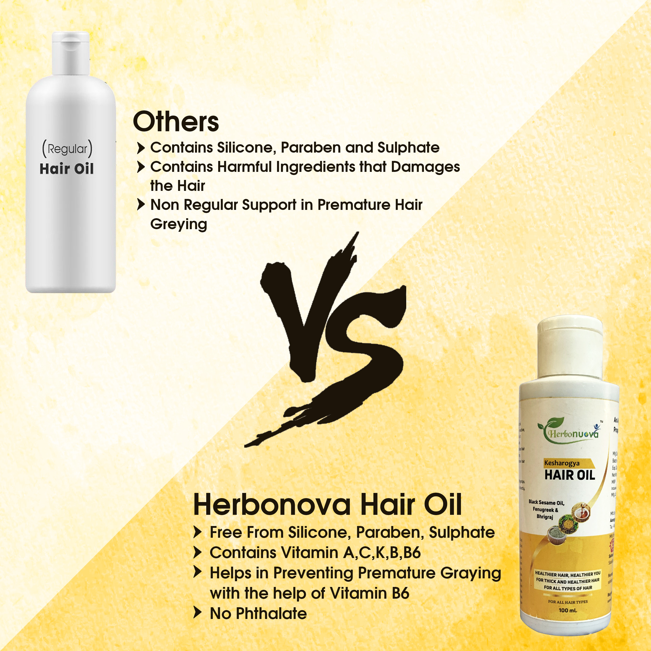 100ml Kesharogya Oil - Cold Pressed Coconut & Sesame Oils, Yellow Color | Powered By Ayurvedic Super Herbs For Hair Growth & Strengthening