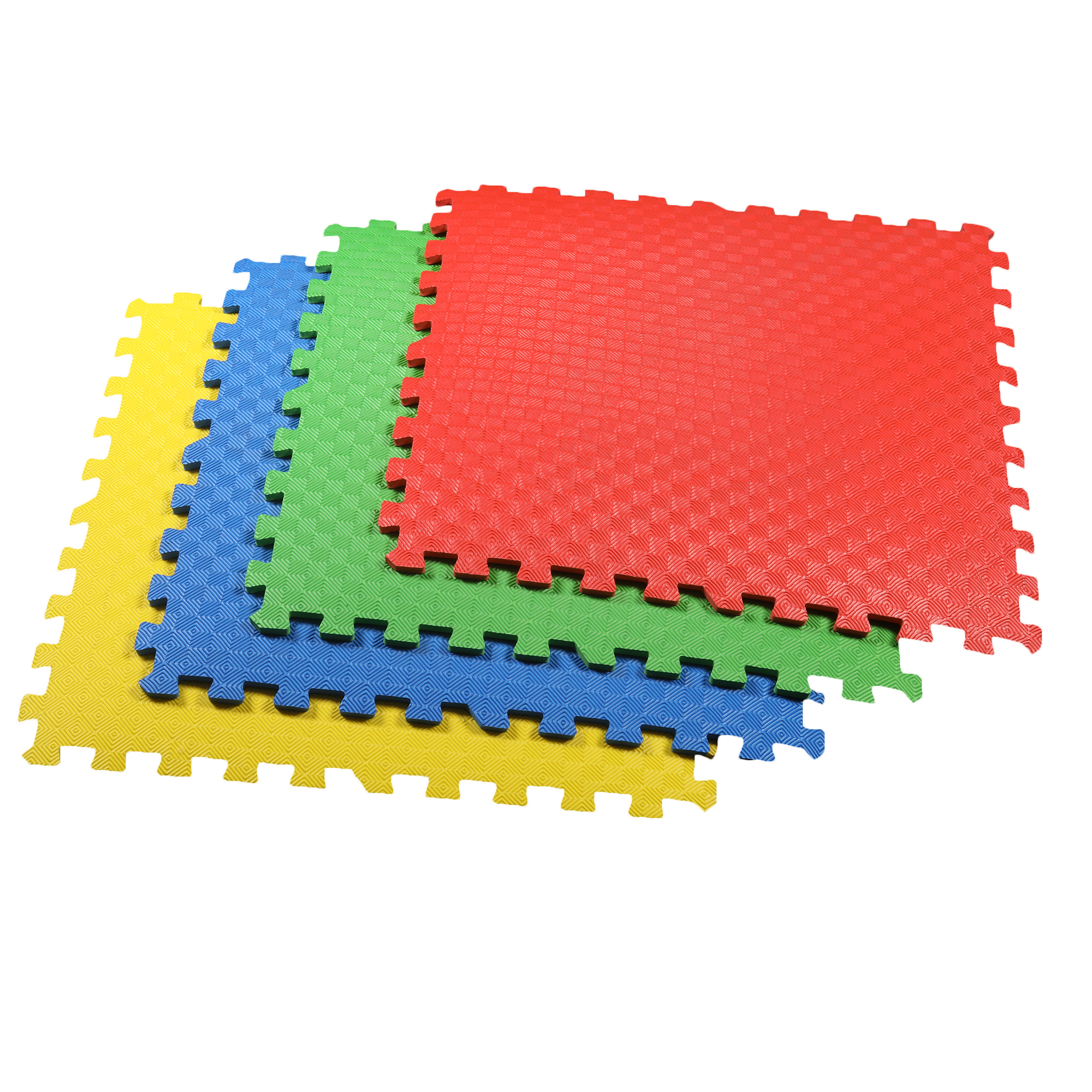 Eva Interlocking Mat Multi Color Set Of 4 Pcs - 24x24 Inch, 10-20 Mm Thickness | Anti-bacteria, Quick Drying, Washable, Stain Resistant, Waterproof