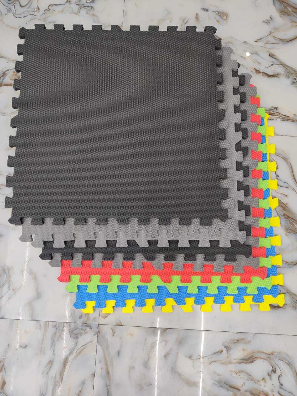 Eva Interlocking Mat Multi Color Set Of 4 Pcs - 24x24 Inch, 10-20 Mm Thickness | Anti-bacteria, Quick Drying, Washable, Stain Resistant, Waterproof