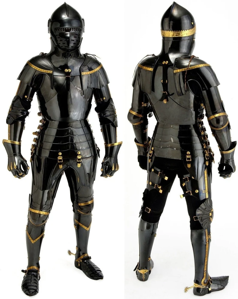 Medieval Knight Black Suit Of Armor Combat Full Body Halloween Armor ...