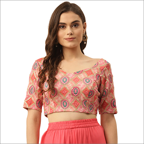 इंडियन लेडीज़ नेक पैडेड हाफ स्लीव ब्लाउज़