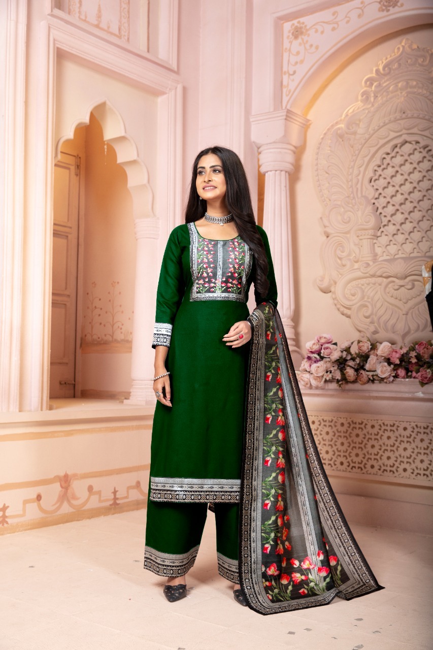Rayon 3 Pc Sets - Formal, Printed, 3-4th Sleeve Style For Ladies | Washable, Ready-made Design, Minimum Order Of 200 Pieces