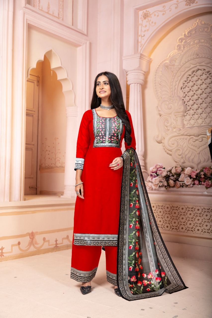 Rayon 3 Pc Sets - Formal, Printed, 3-4th Sleeve Style For Ladies | Washable, Ready-made Design, Minimum Order Of 200 Pieces