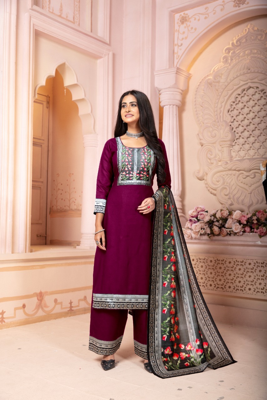 Rayon 3 Pc Sets - Formal, Printed, 3-4th Sleeve Style For Ladies | Washable, Ready-made Design, Minimum Order Of 200 Pieces