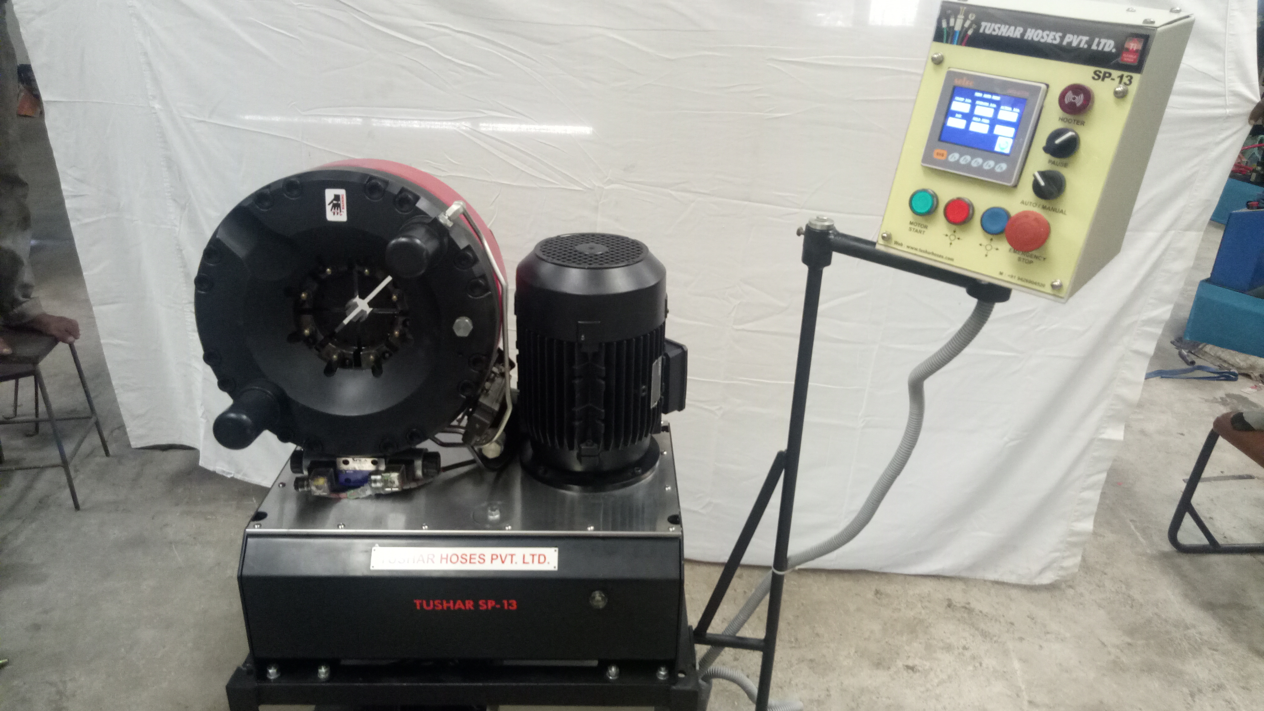 Horizontal Hose Crimping Machine - High-precision, Electric Powered | Automatic Operation, Durable Blue Paint Finish, Industrial Usage, Warranty Included