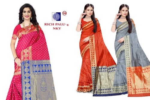 Multicolor Rich Pallu-Premium Cotton Saree With Blouse And Rich Pallu