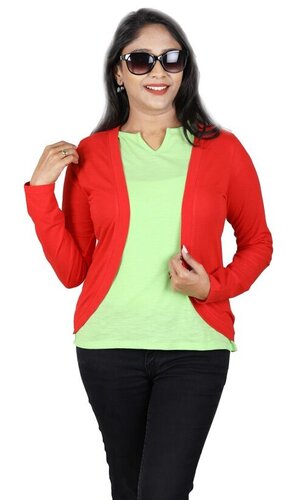 Plain Red Color Women Shrug