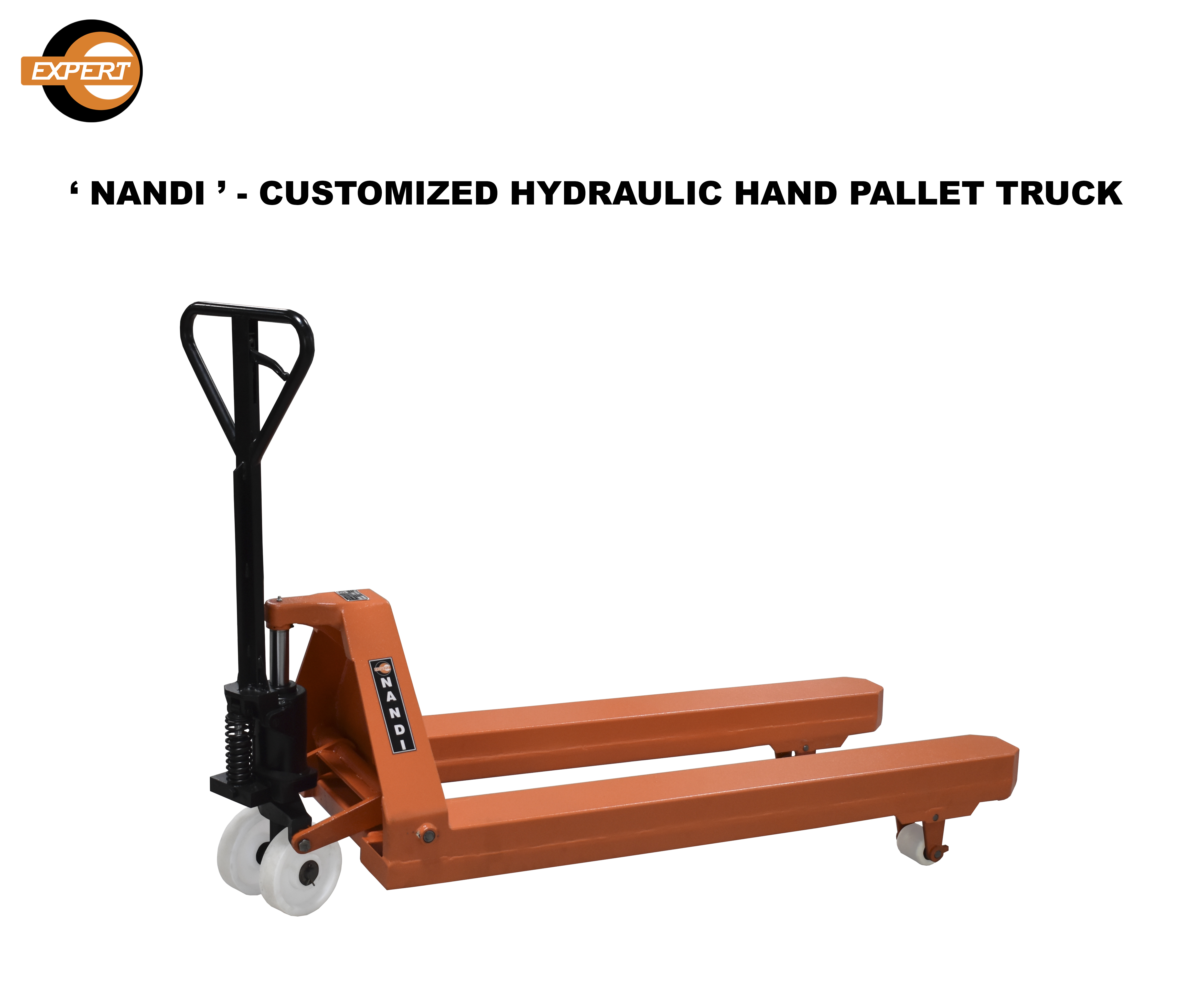 Pallet Truck - En-8 Hard-chrome Plated 1125 Mm Fork Length Deep Orange Powder Coated Body | 2500 Kg Capacity Industrial Usage New Condition