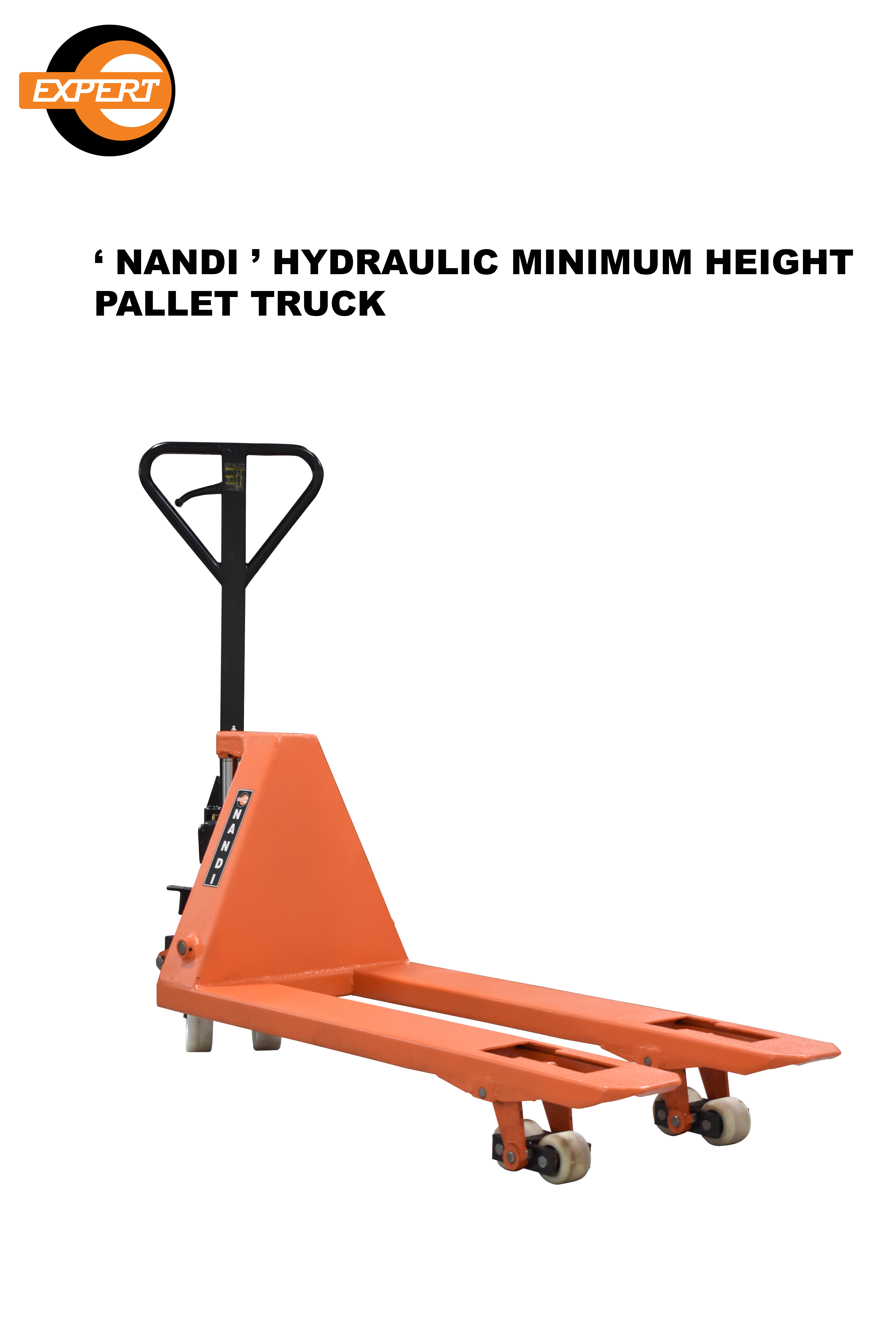 Pallet Truck - En-8 Hard-chrome Plated 1125 Mm Fork Length Deep Orange Powder Coated Body | 2500 Kg Capacity Industrial Usage New Condition