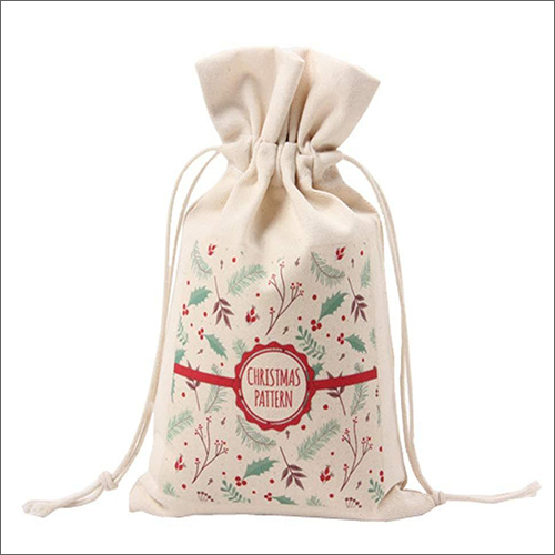 Printed Cotton Drawstring Bags - Cotton Fabric, Different Sizes Available, Brown Color | Durable, Reusable, Handy for Gifts and Rewards