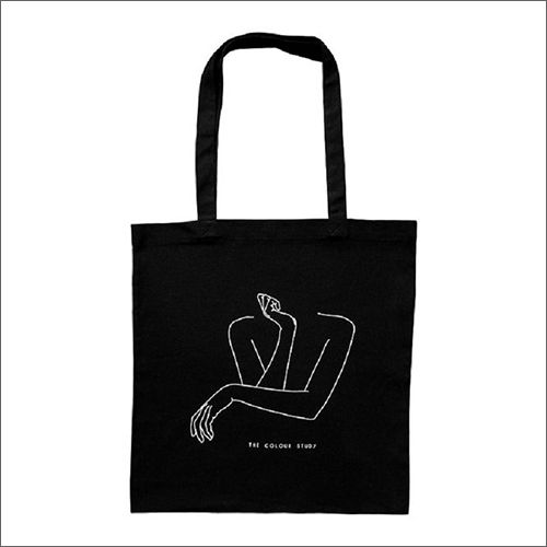 Black Customized Cotton Hand Bags