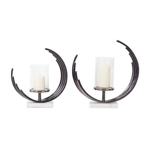 2 कैंडल मेटल पिलर कैंडल होल्डर का सेट