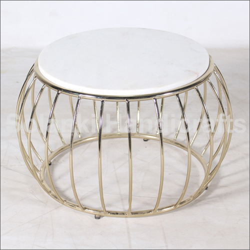 Silver Marble And Iron Coffee Table Set Of 2