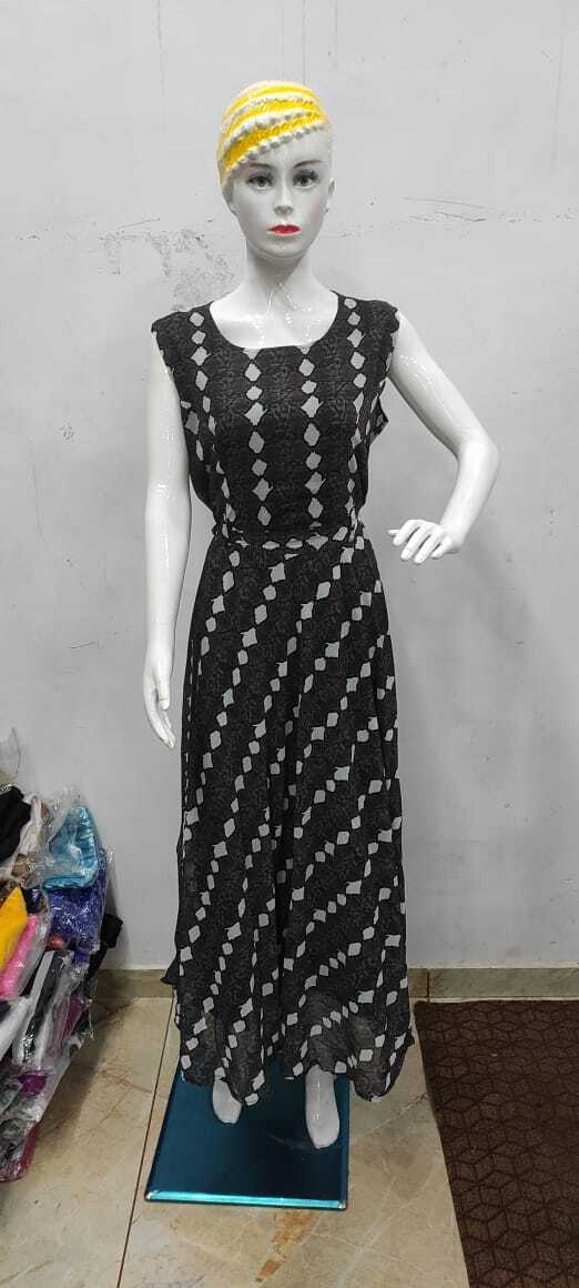 Georgette Gown - M L Xl Xxl Sizes | Casual Printed Ethnic Dress, Washable All-season Fabric, Customized Fit