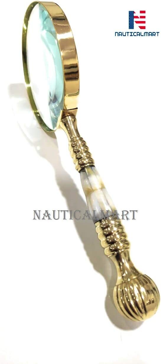 Handheld Magnifier Brass And Mother Of Pearl Handle Magnifier 30x Reading Magnifying Glass Loupe Magnifier For Reading Book Inspection Coins Insects Rocks Map Crossword Puzzle