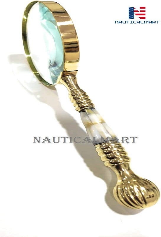 Handheld Magnifier Brass And Mother Of Pearl Handle Magnifier 30x Reading Magnifying Glass Loupe Magnifier For Reading Book Inspection Coins Insects Rocks Map Crossword Puzzle