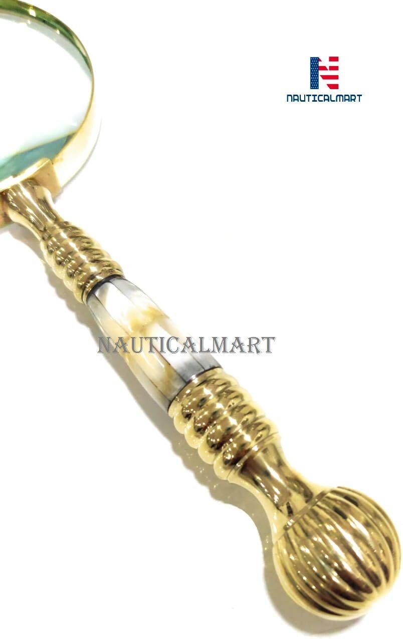 Handheld Magnifier Brass And Mother Of Pearl Handle Magnifier 30x Reading Magnifying Glass Loupe Magnifier For Reading Book Inspection Coins Insects Rocks Map Crossword Puzzle