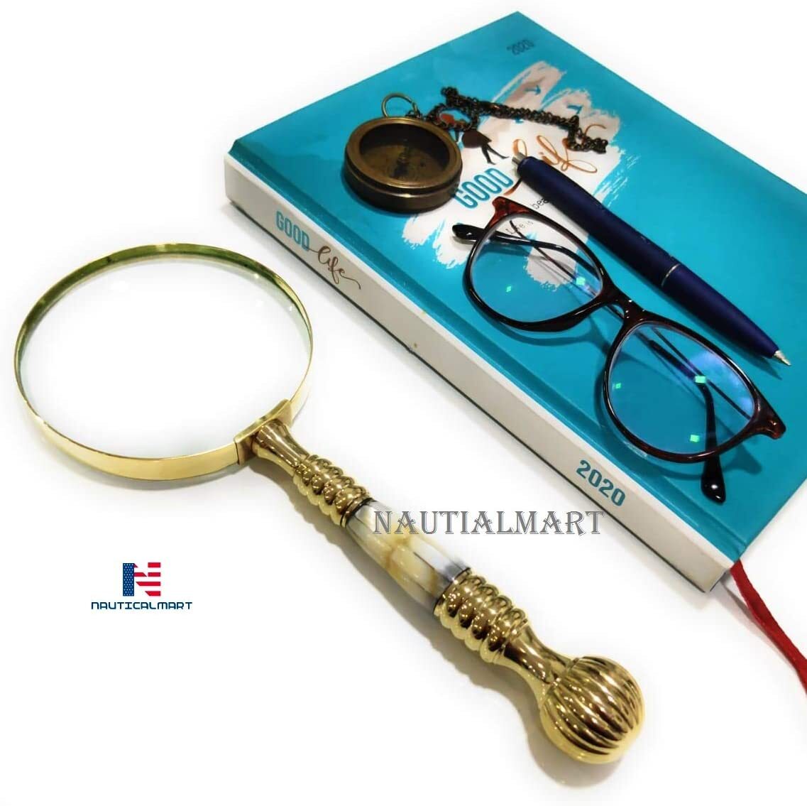 Handheld Magnifier Brass And Mother Of Pearl Handle Magnifier 30x Reading Magnifying Glass Loupe Magnifier For Reading Book Inspection Coins Insects Rocks Map Crossword Puzzle