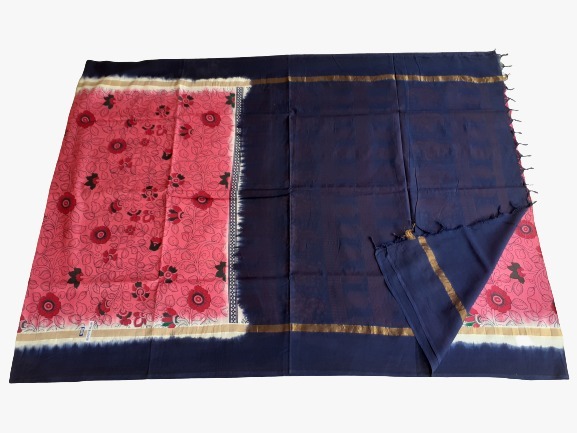 Available In Different Color Kalamkari Hand Blocked Sarees