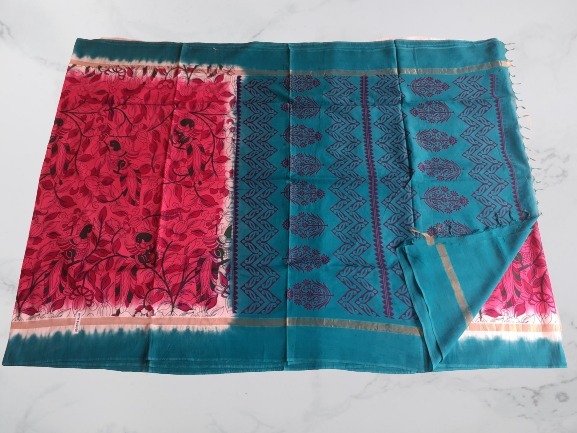 Available In Different Color Kalamkari Hand Blocked Sarees