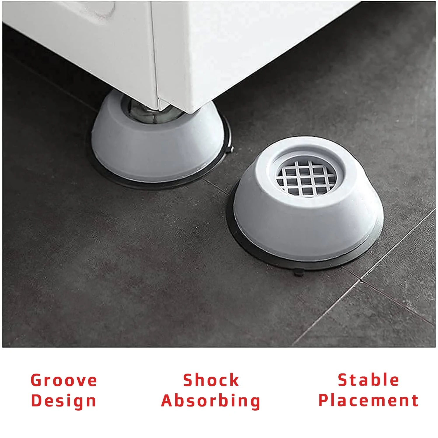 Anti Vibration Pad - Silicone Material, 10cm Diameter X 3cm Height | Gray Color, Ideal For Washing Machines & Fridges