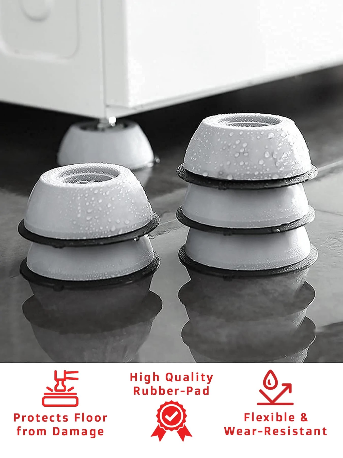 Anti Vibration Pad - Silicone Material, 10cm Diameter X 3cm Height | Gray Color, Ideal For Washing Machines & Fridges