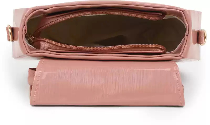 Top Handle Sling Bag - Pu Material, 12lx5wx15h Inches, Pink & Dark Grey Color Options, Water Resistant, Adjustable Shoulder Strap, Stylish For Women