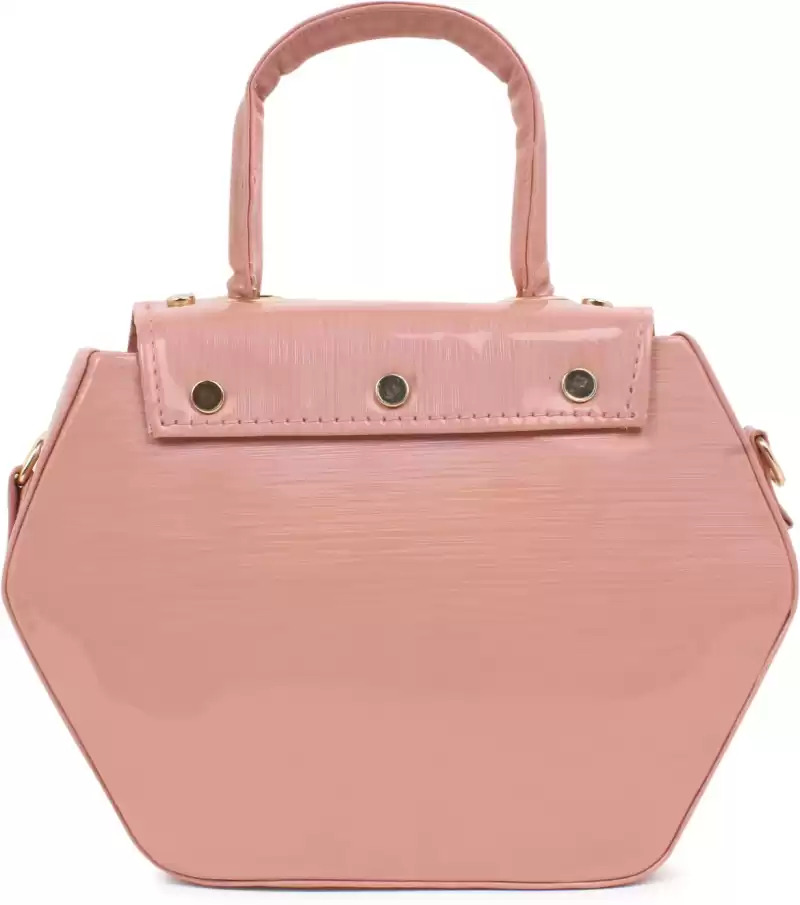 Top Handle Sling Bag - Pu Material, 12lx5wx15h Inches, Pink & Dark Grey Color Options, Water Resistant, Adjustable Shoulder Strap, Stylish For Women