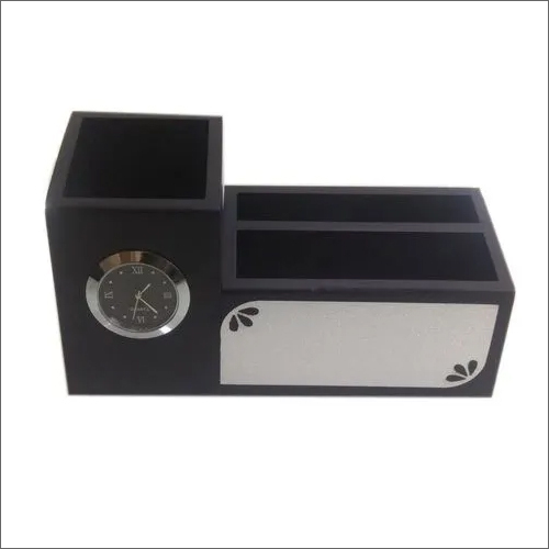 Designer Wooden Pen Holder - Brown Wood Finish | Ideal For Office Use, Stylish Design, Elegant Daccor Piece, Organizes Writing Instruments