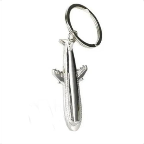 Aeroplane Shape Metal Keychain - Silver Finish | Customized Design, Small Size, Ideal for Any Occasion, Indian Style