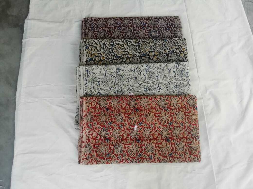 Kalamkari Fabric - 100% Cotton, Width 45 Inches | Washable, Natural Dyes, Printed Patterns