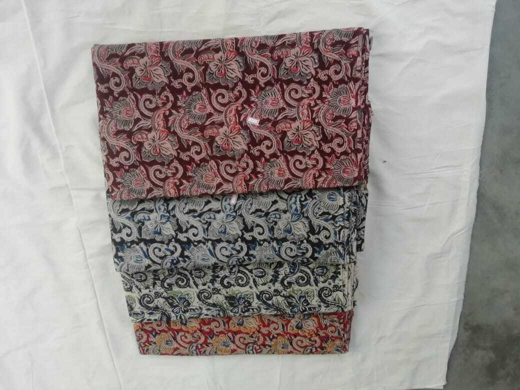 Kalamkari Fabric - 100% Cotton, Width 45 Inches | Washable, Natural Dyes, Printed Patterns