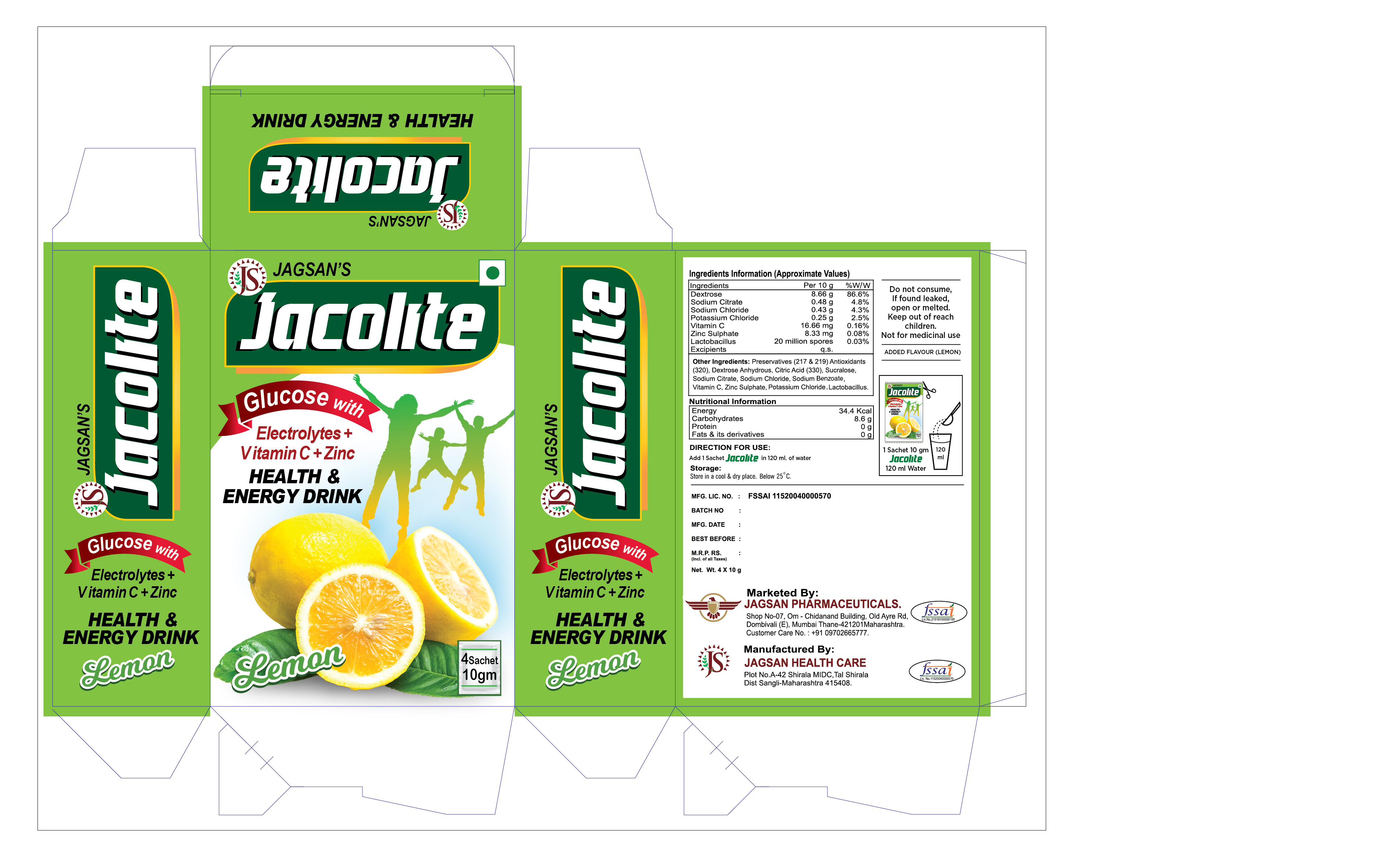 Instant Energy Drink Powder ( Jacolite ) Ingredients: Dextrose Anhydrase